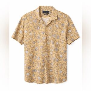Abercrombie & Fitch Men’s Linen Blend Floral Button Up Shirt Yellow XL